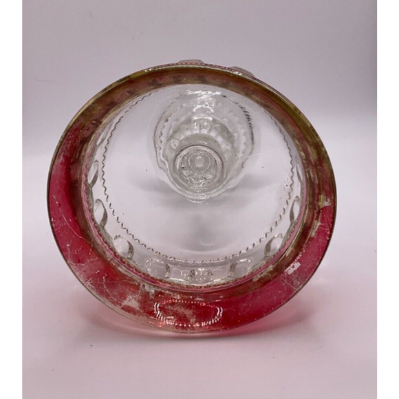 Vintage Kings Crown Thumbprint Cranberry Ruby Red Compote Candy Dish 5" - Picture 2 of 4
